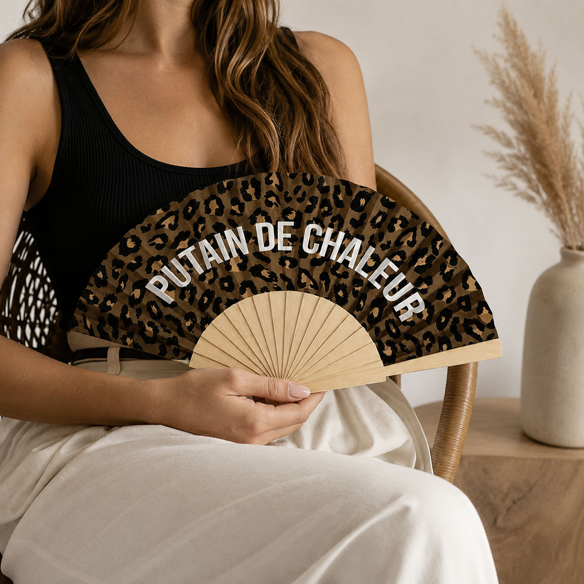 �ventail l�opard fantaisie marron