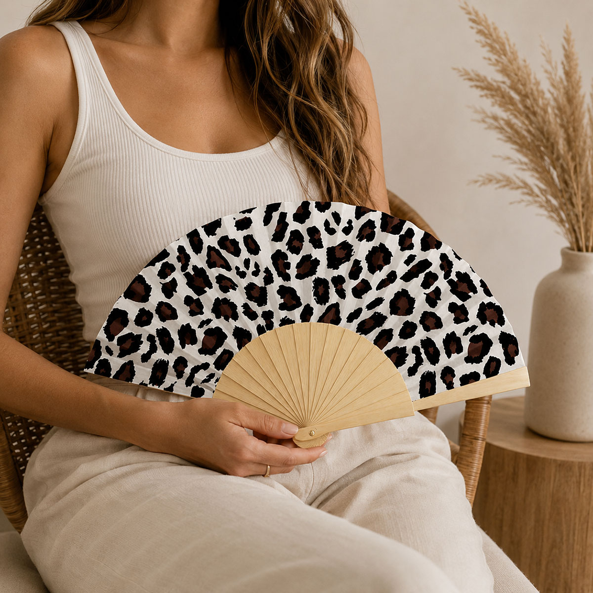 �ventail l�opard fantaisie beige