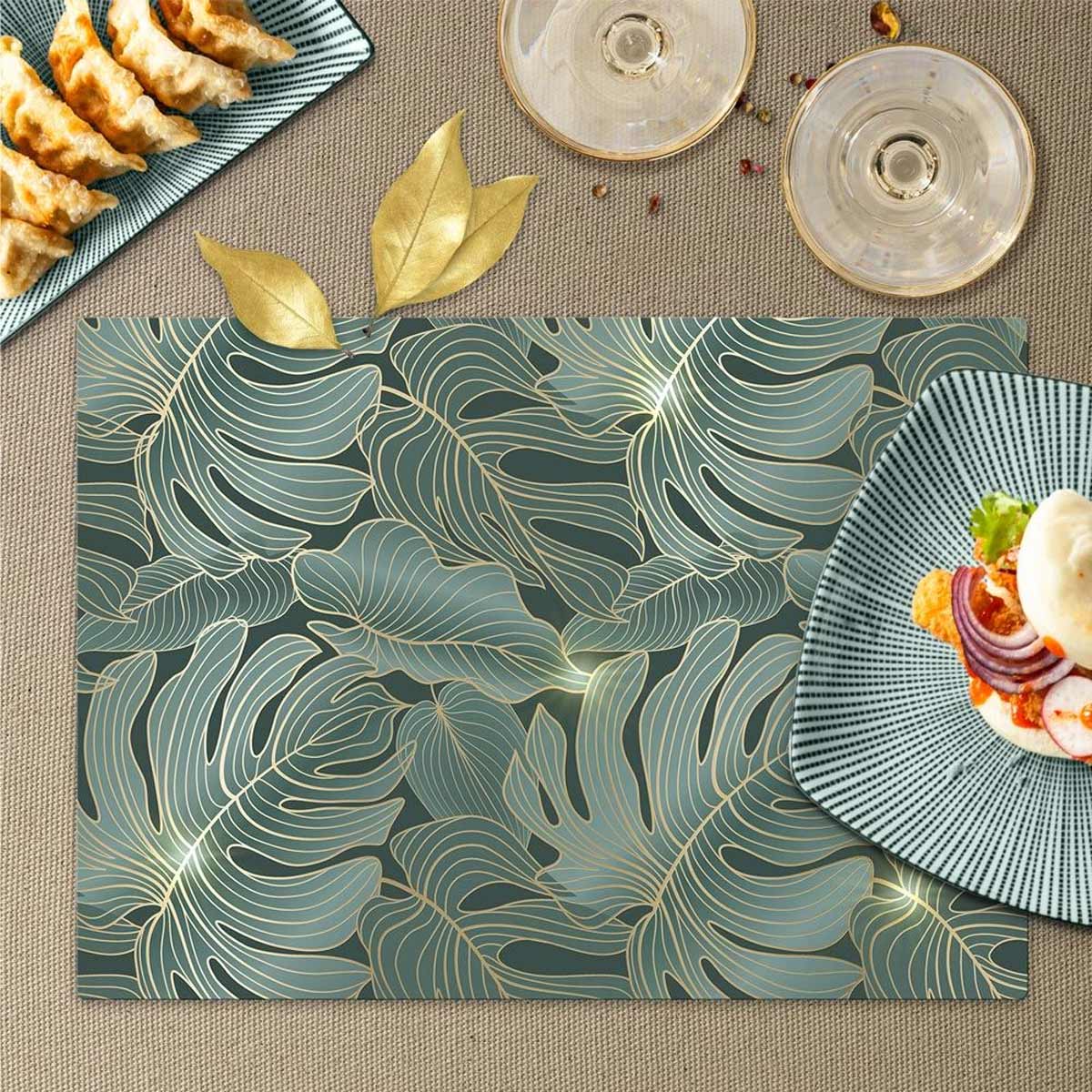 Set de table tropical vert et or
