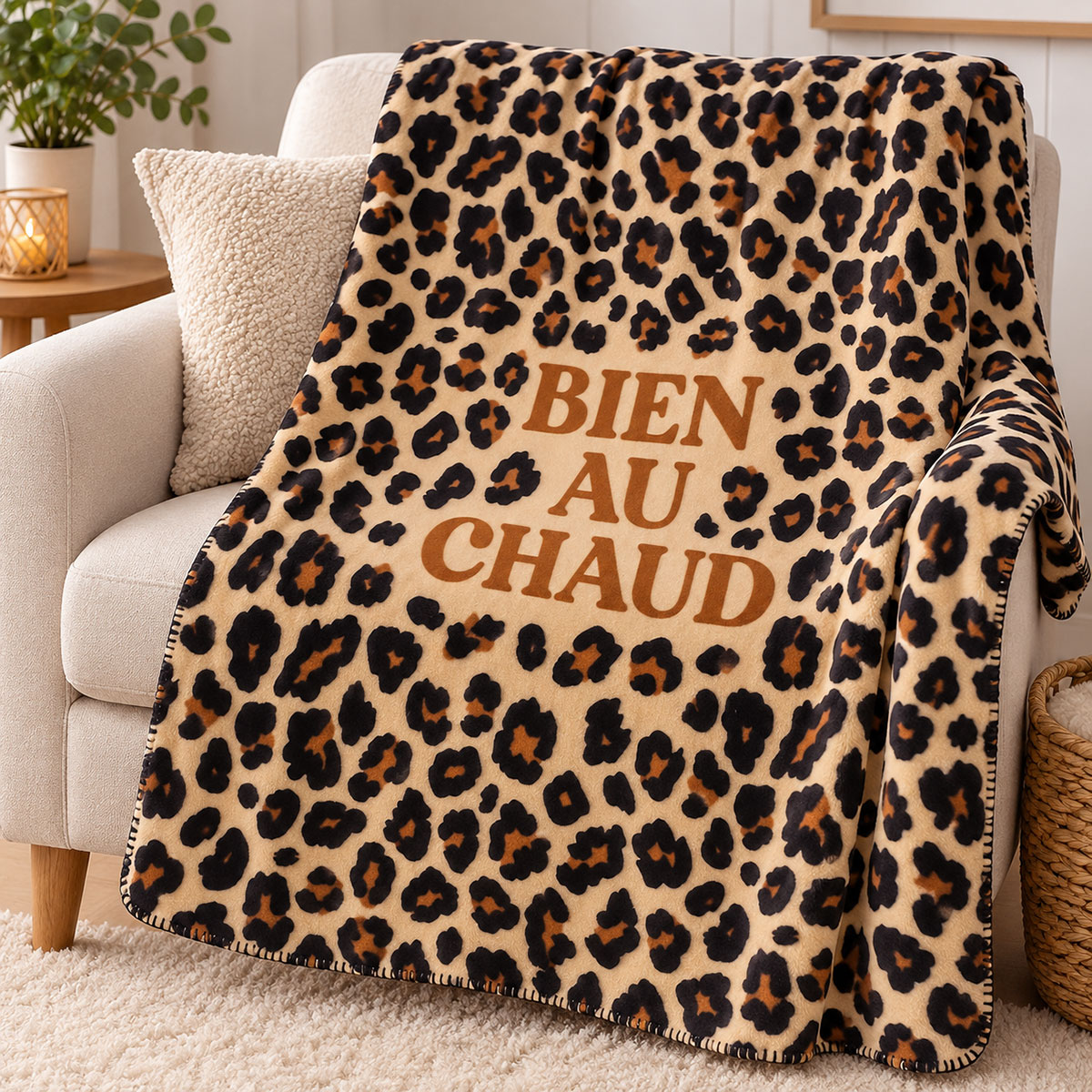 Plaid l�opard Bien au chaud 150 � 125 cm