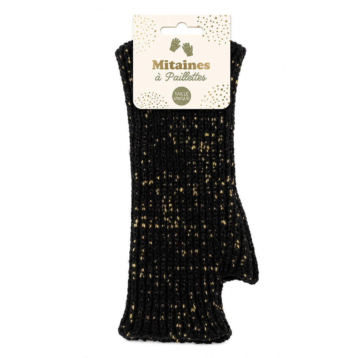 Mitaines noires femme avec fils dor�s - taille unique