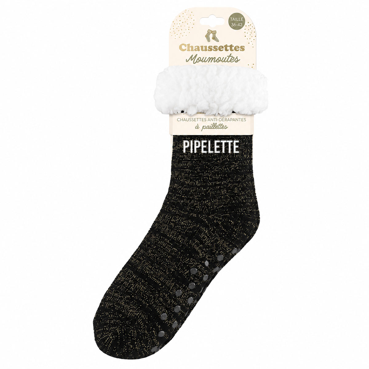 Chaussettes moumoute � paillettes Pipelette