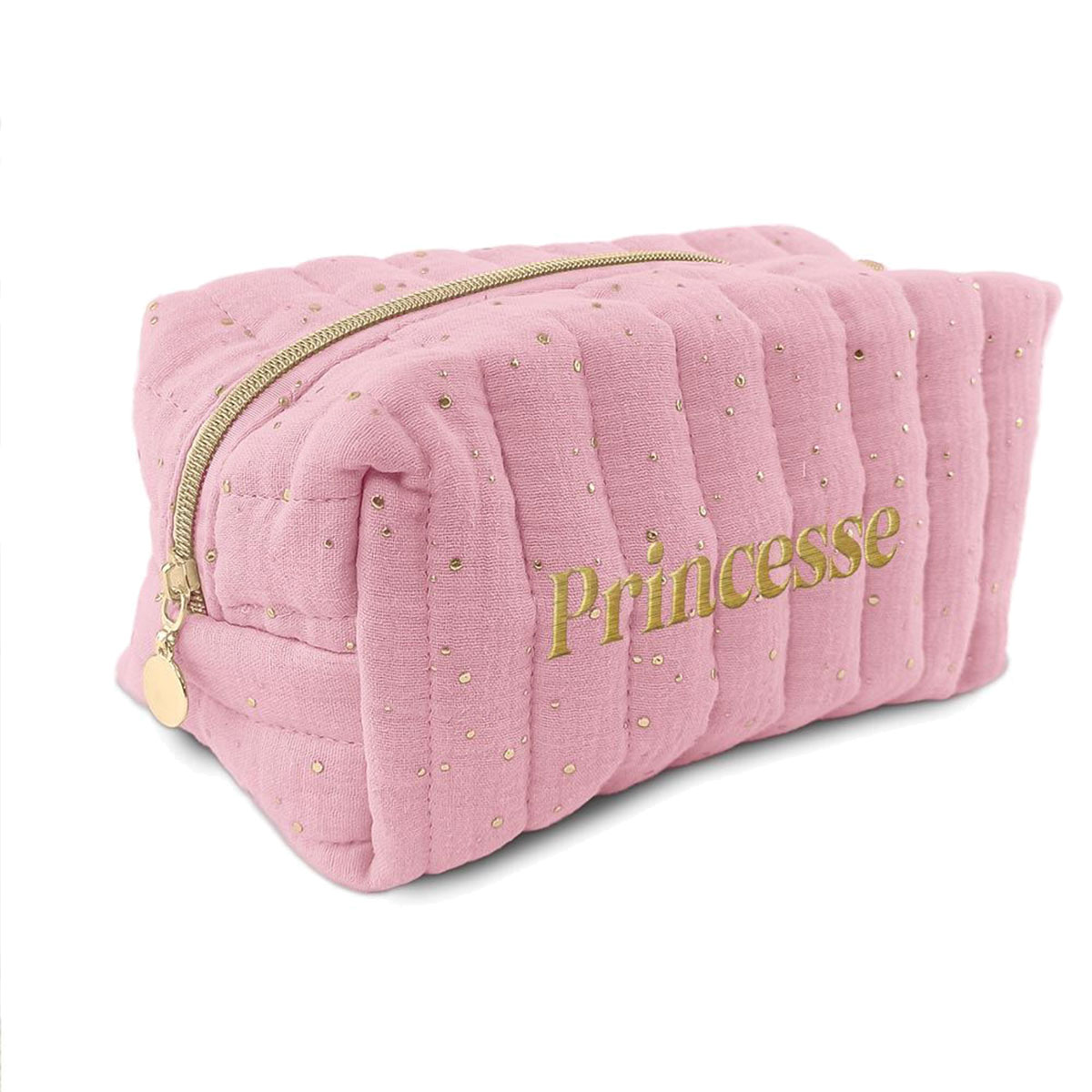 Trousse de toilette princesse en gaze de coton rose