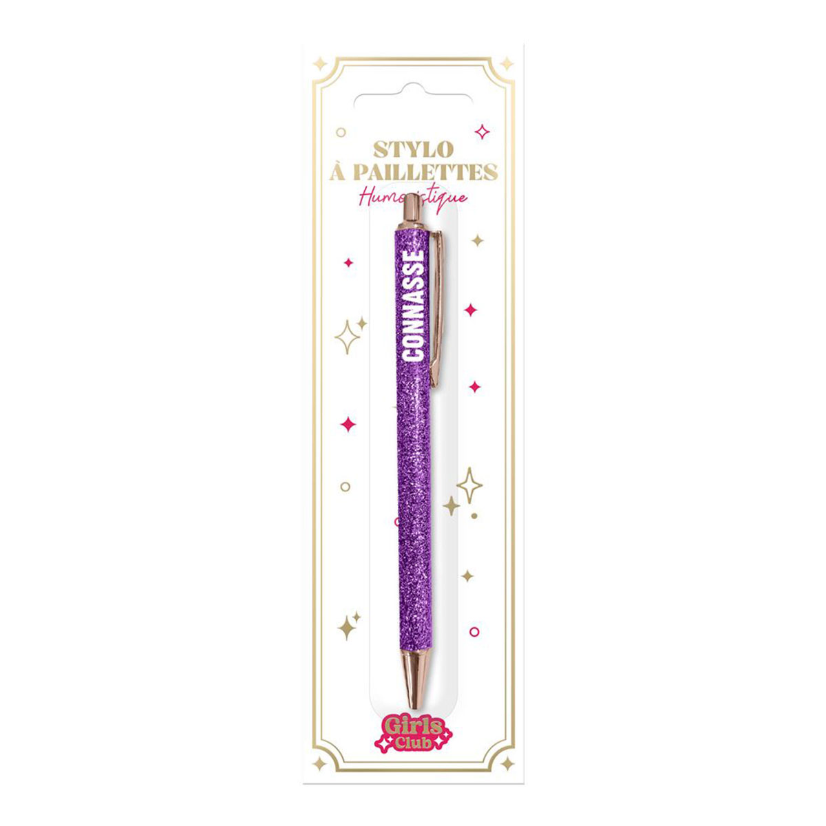 Stylo � paillettes violet Connasse