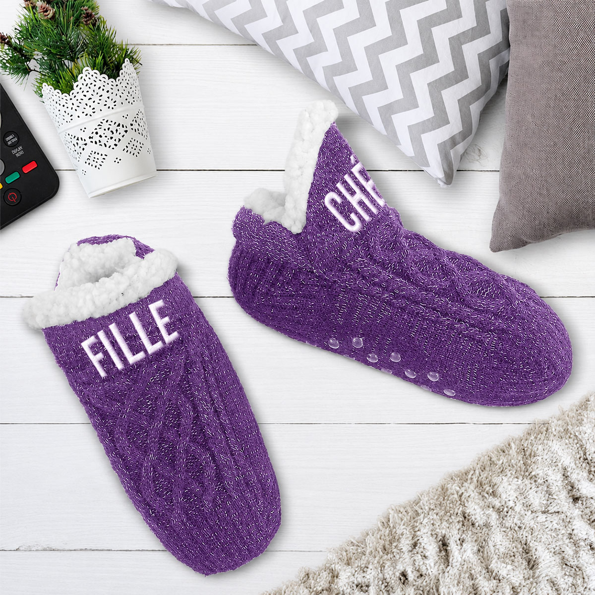 Chaussettes courtes d'int�rieur � paillettes Fille ch�rie