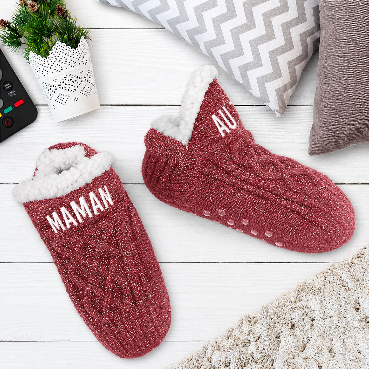 Chaussettes courtes d'int�rieur � paillettes - Maman au top