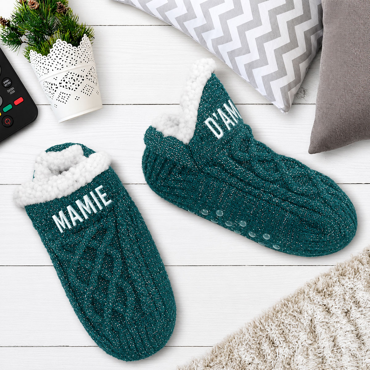 Chaussettes courtes d'int�rieur � paillettes Mamie d'amour