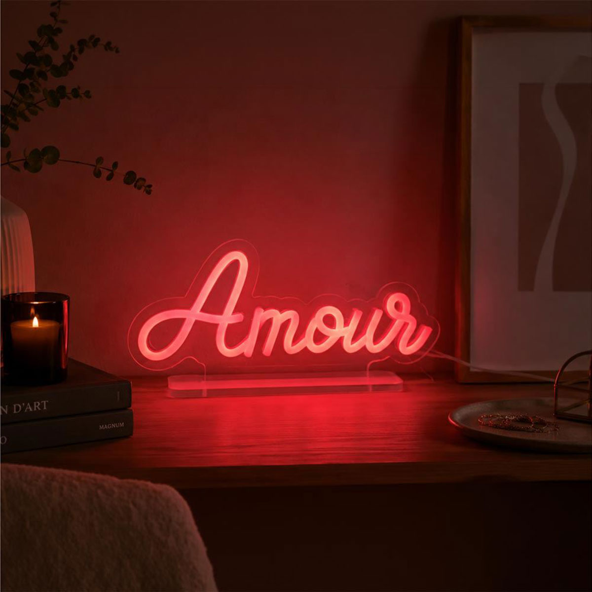 Lampe LED effet n�on Amour rouge USB 13 � 28,5 cm