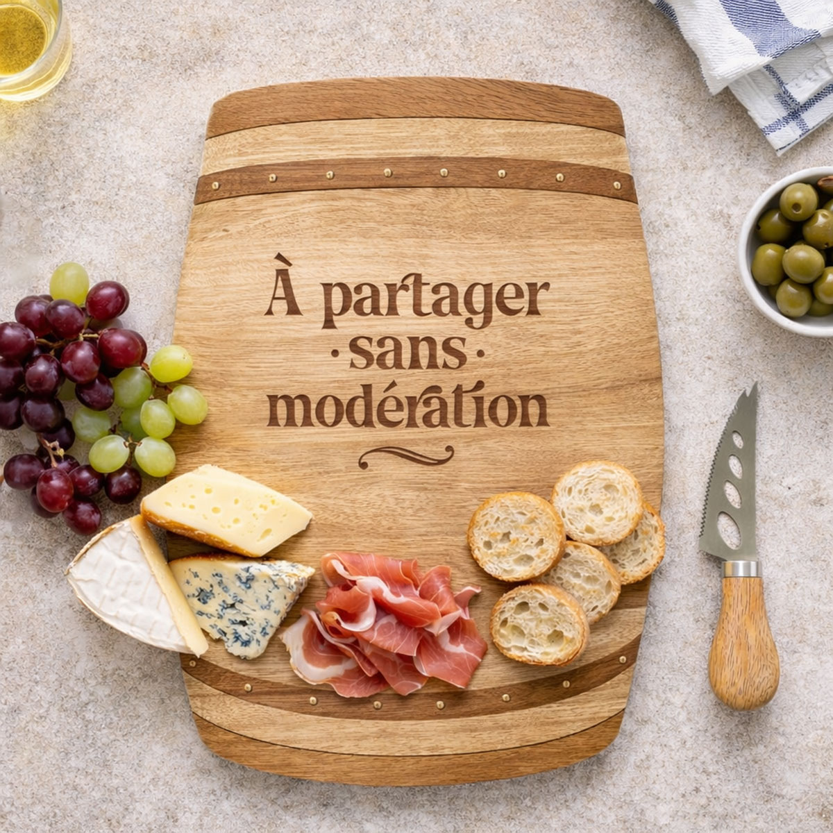 Coffret planche ap�ritif bambou � partager sans mod�ration