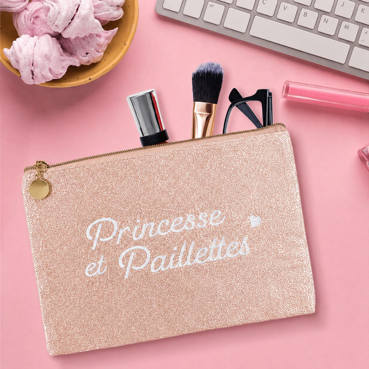 Pochette plate paillet�e � Princesse et Paillettes � 24 � 17 cm