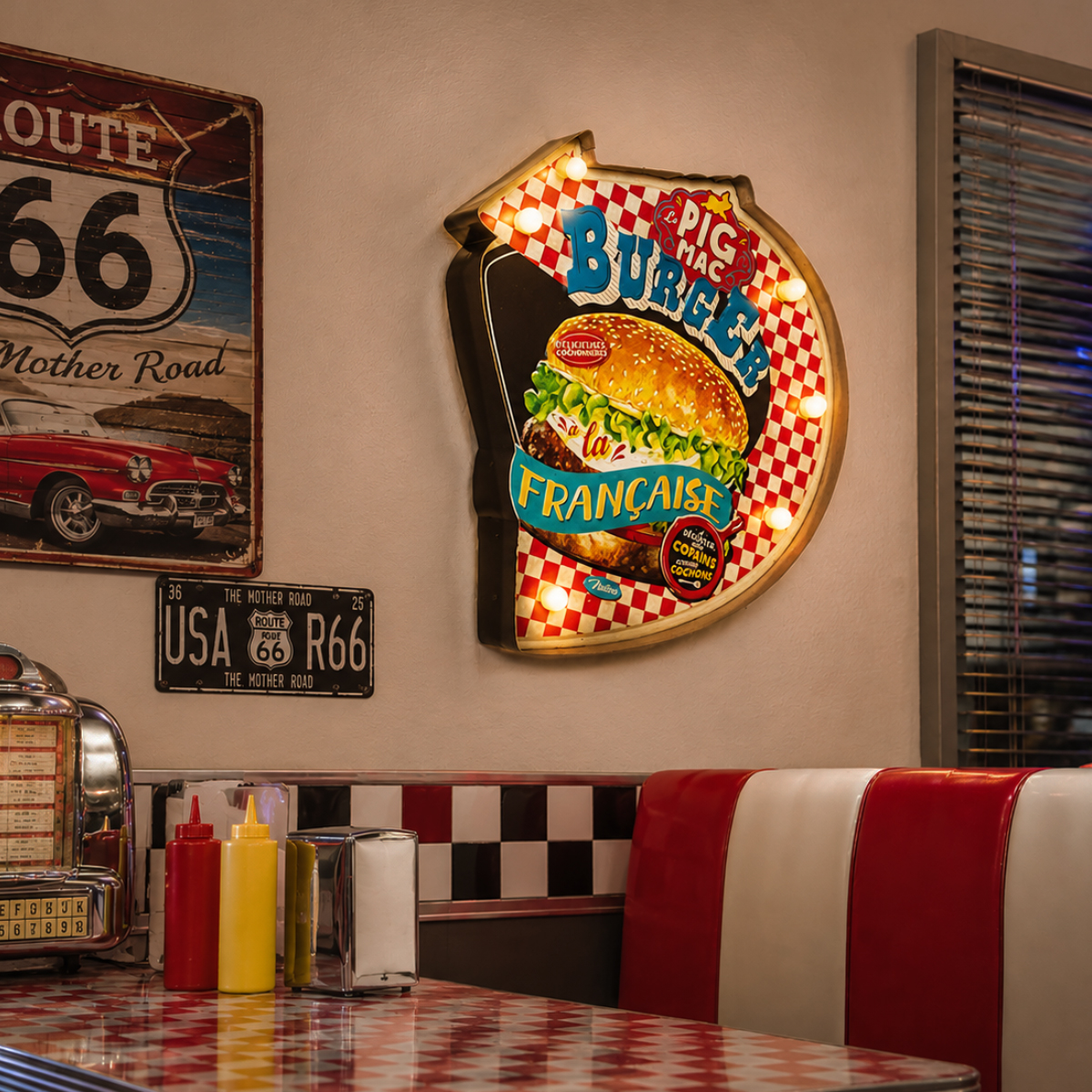 Enseigne Lumineuse r�tro - Pig Mac Burger � la Fran�aise