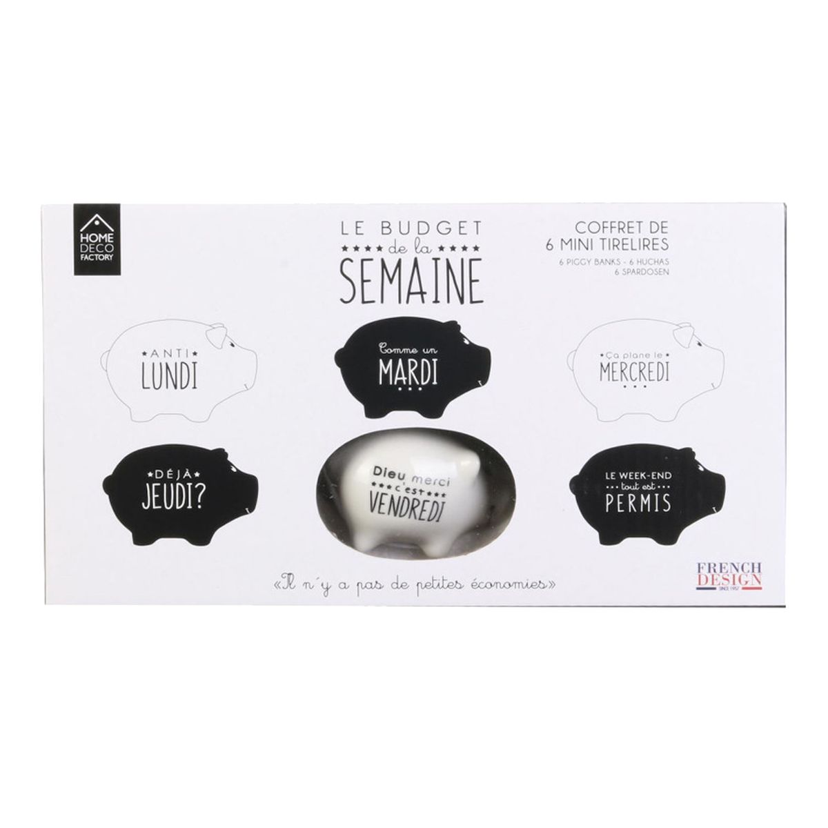 Set cadeau 6 Tirelires Cochon - Semainier
