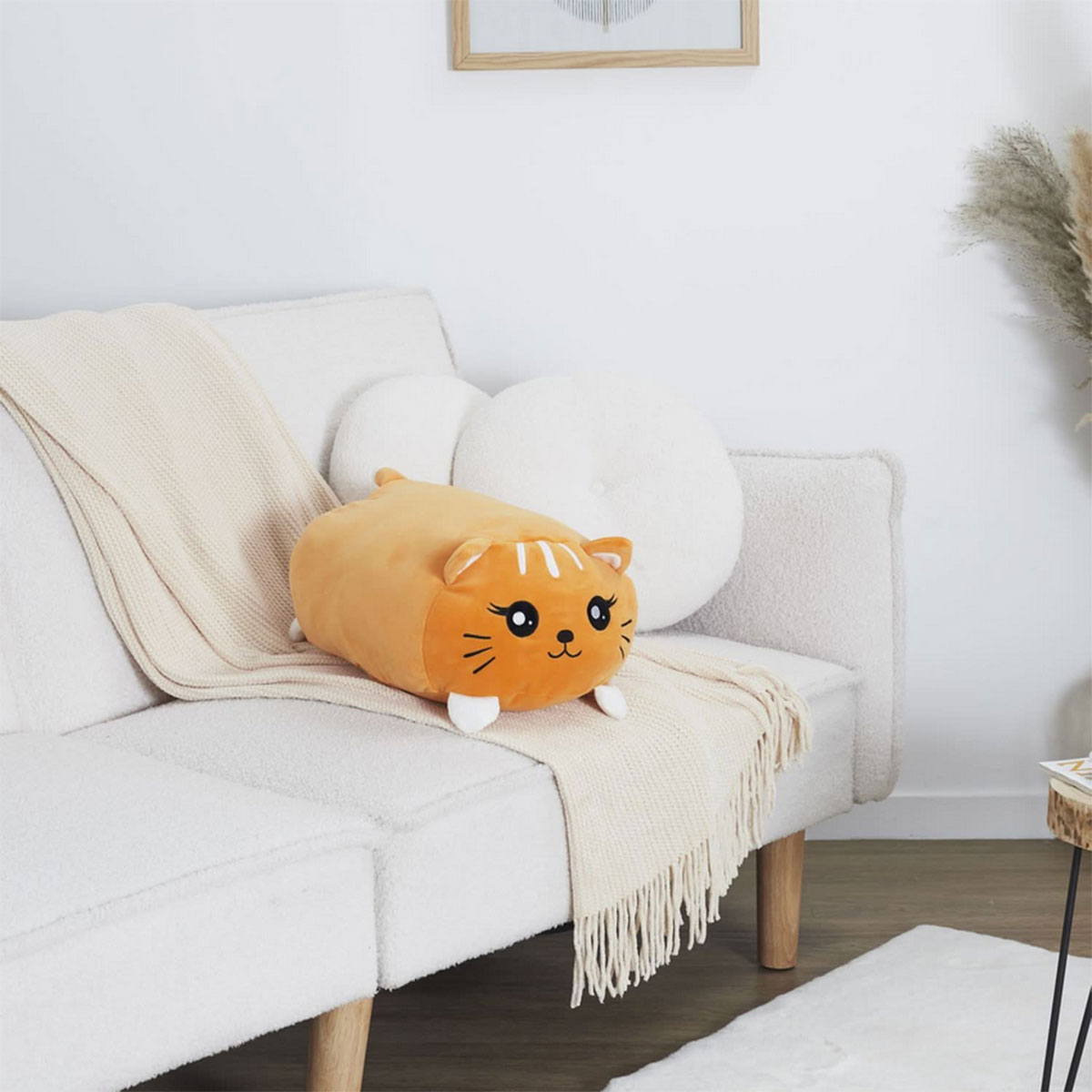 Coussin polochon chat roux