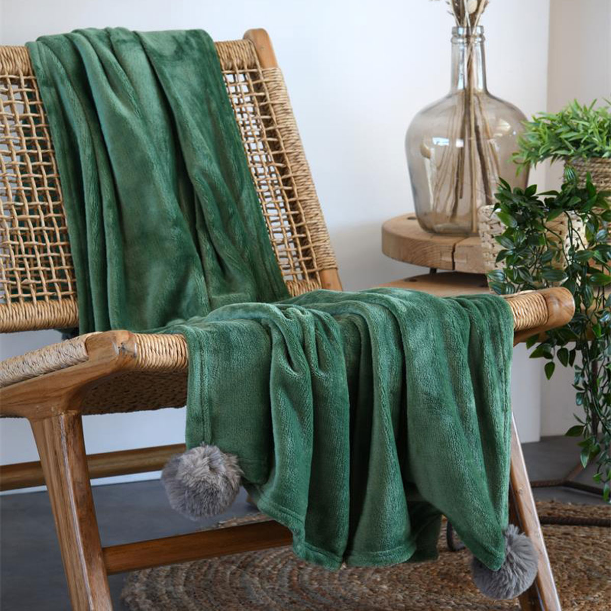 Plaid Mellow  pompons Cactus 130 x 160 cm
