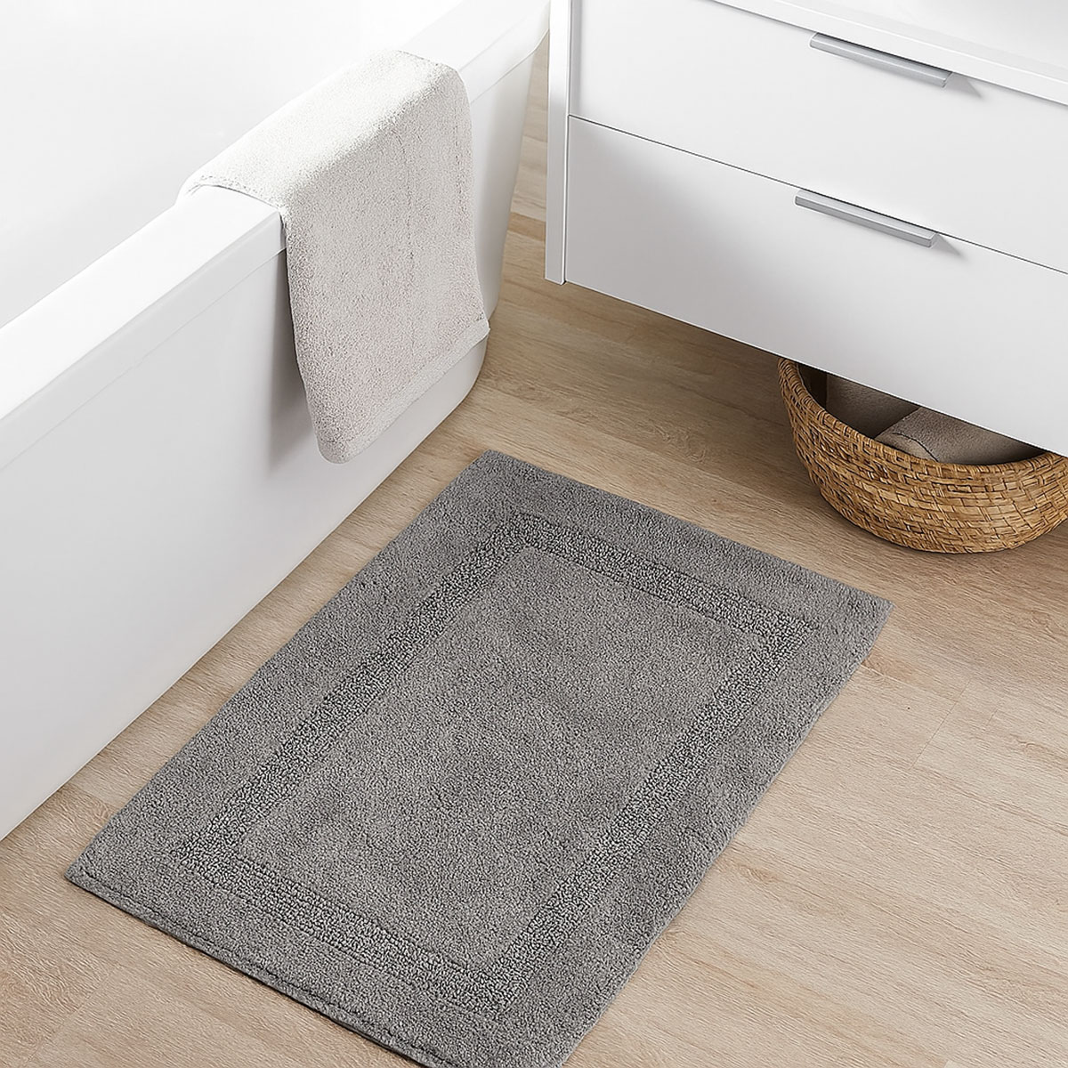 Tapis de bain en coton ultra moelleux  Gris taupe  50 x 80 cm