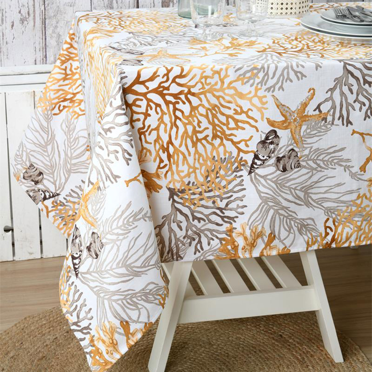 Nappe enduite Quiberon Moutarde 150 x 200 cm