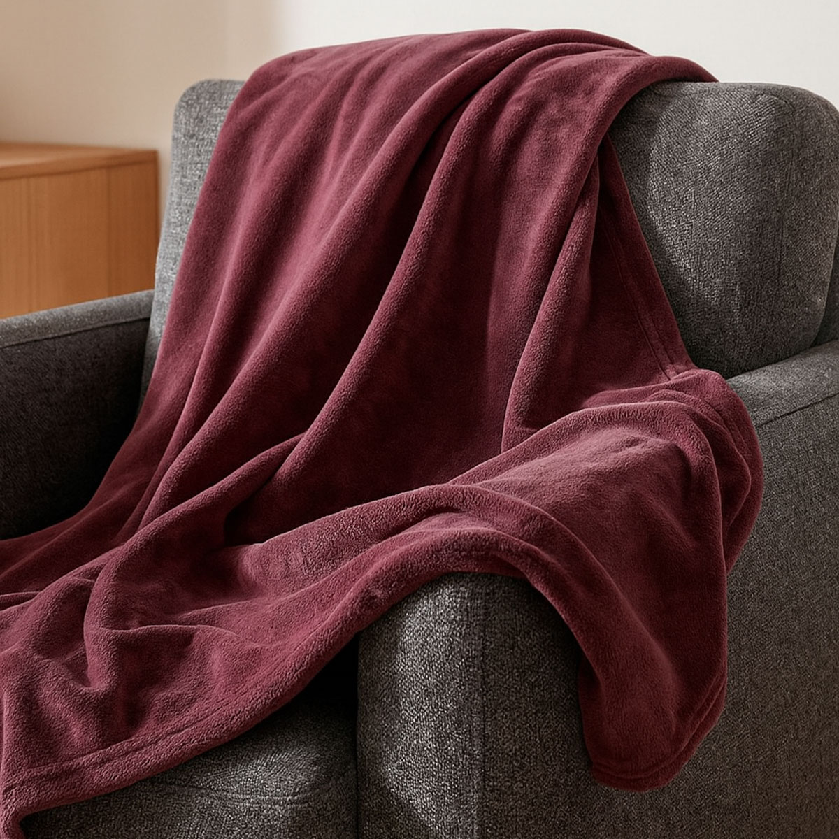 Plaid polaire doudou marsala 130 x 160 cm