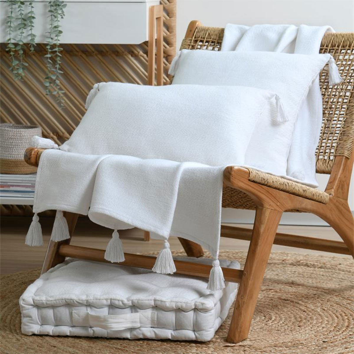 Coussin de Sol en Coton Marlow  Blanc