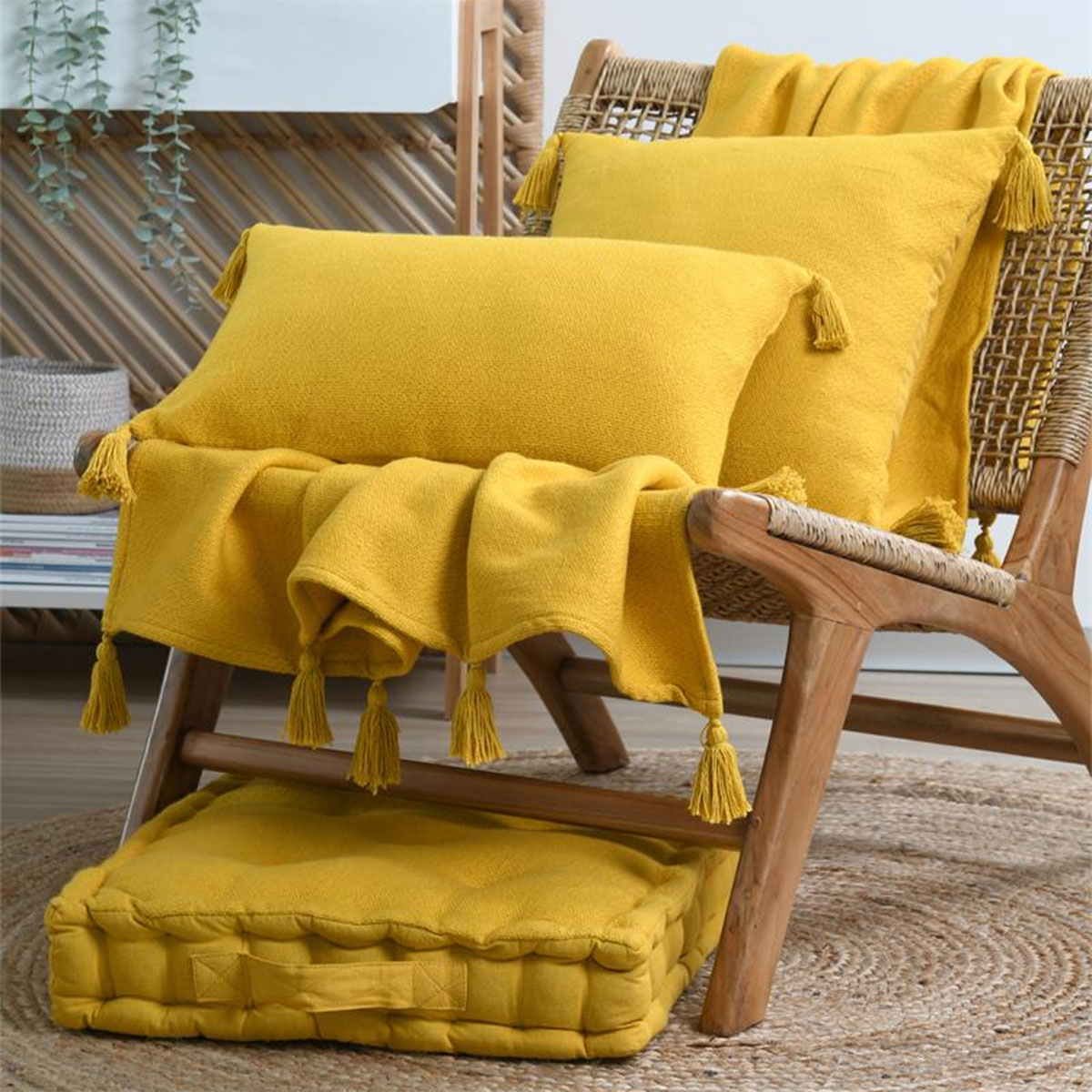 Coussin de Sol en Coton Marlow  Curry