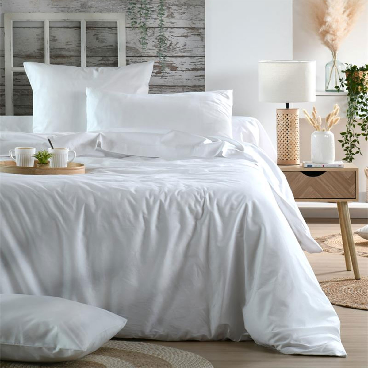 Taie de traversin lyse 45 x 185 cm en percale de coton  Blanc