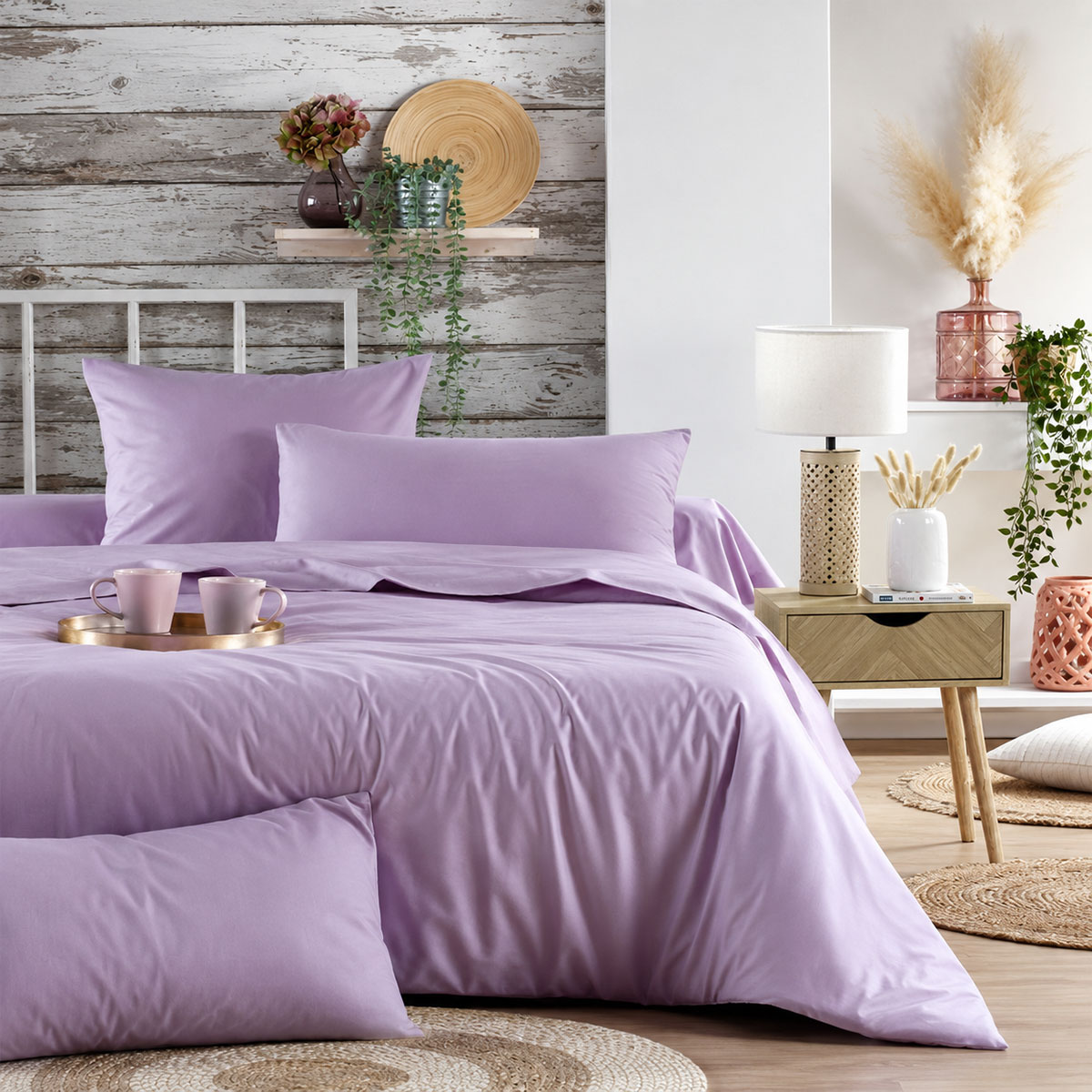 Taie traversin �lys�e parme 45 x 185 cm en coton percale