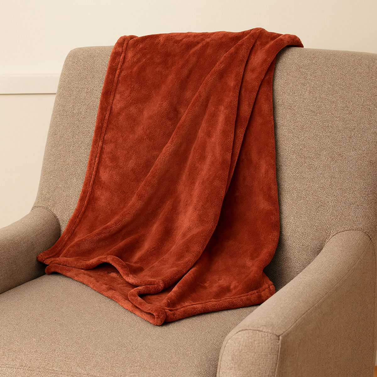 Plaid polaire doudou terracotta 130 x 160 cm