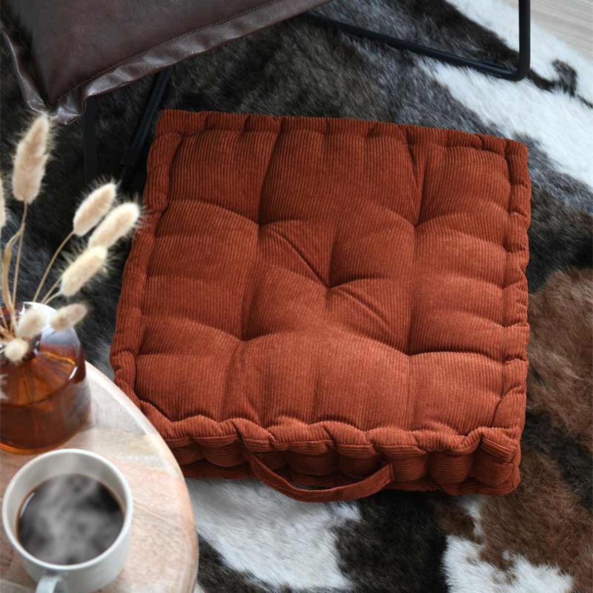 pais Coussin de Sol en Velours Ctel Dandy Terracotta