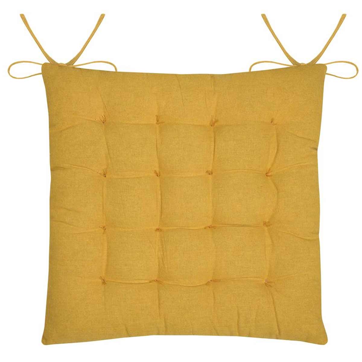 Galette de chaise Emmy moutarde 38 x 38 cm