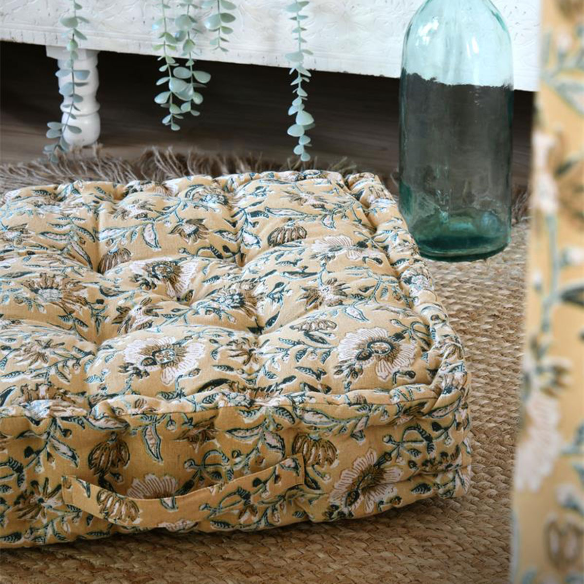 Coussin de sol Shana Moutarde  40 cm