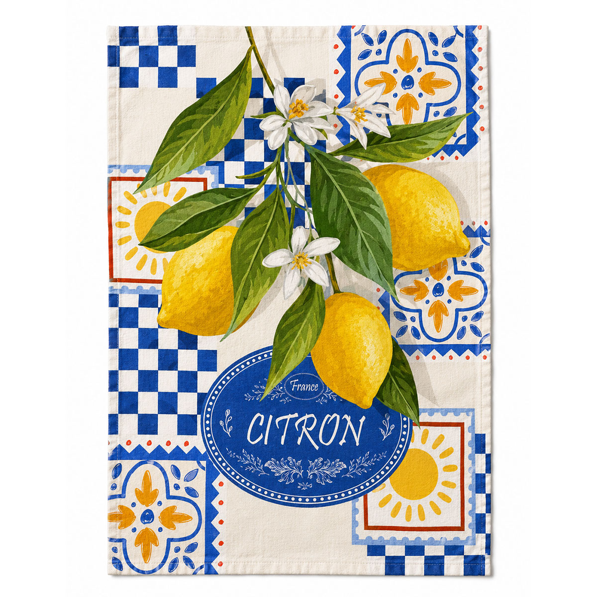 Lot de 3 torchons Citrons 50 x 70 cm  � Fabriqu� au Portugal