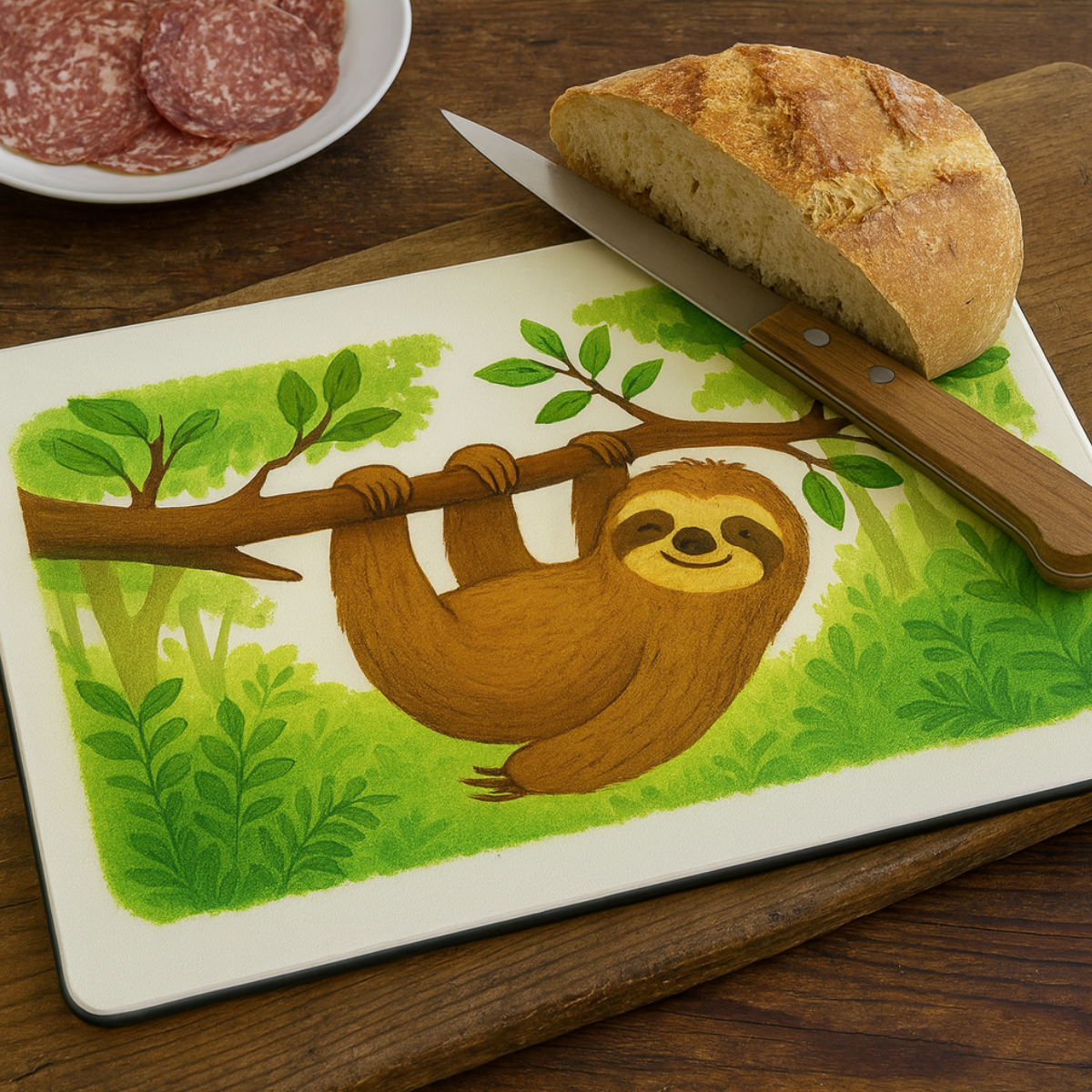 Planche � d�couper en verre � Paresseux et For�t