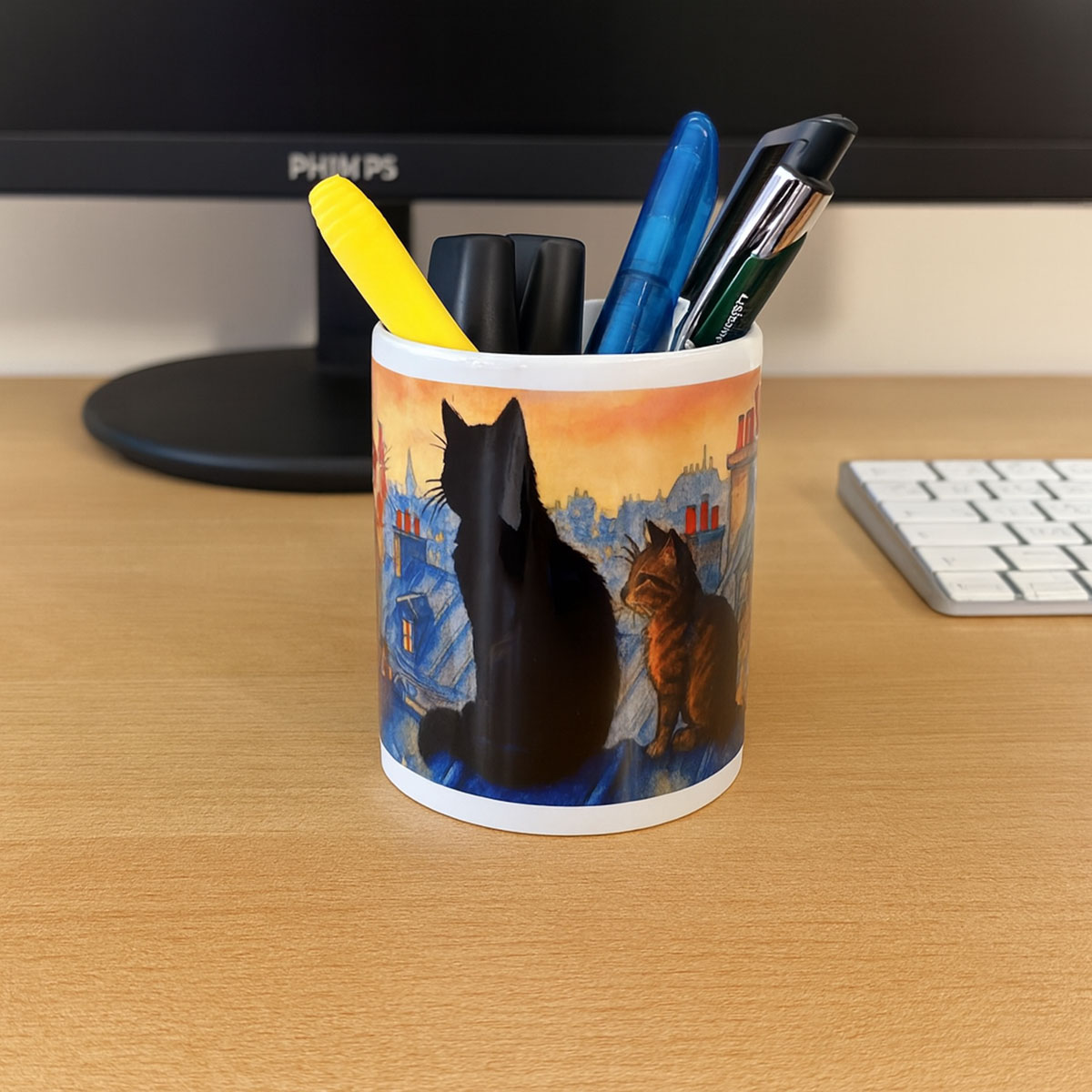 Pot  crayons en cramique  Chats de Paris