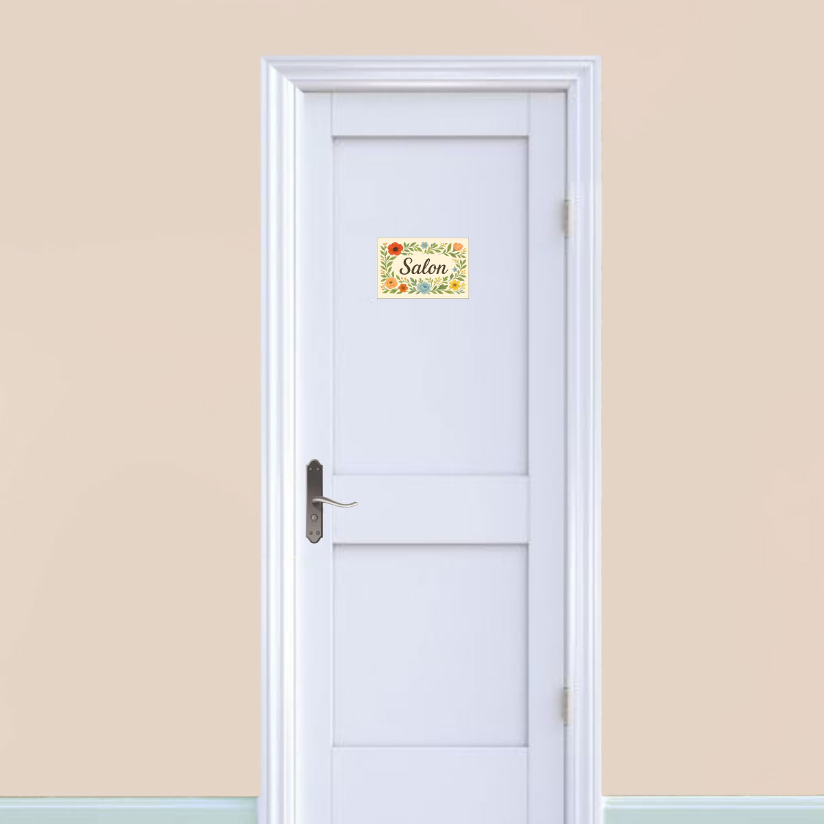 Plaque de Porte florale en Mtal  Salon