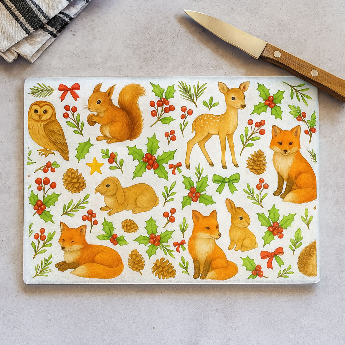 Planche  dcouper animaux de la fort de Nol 28,5  20 cm