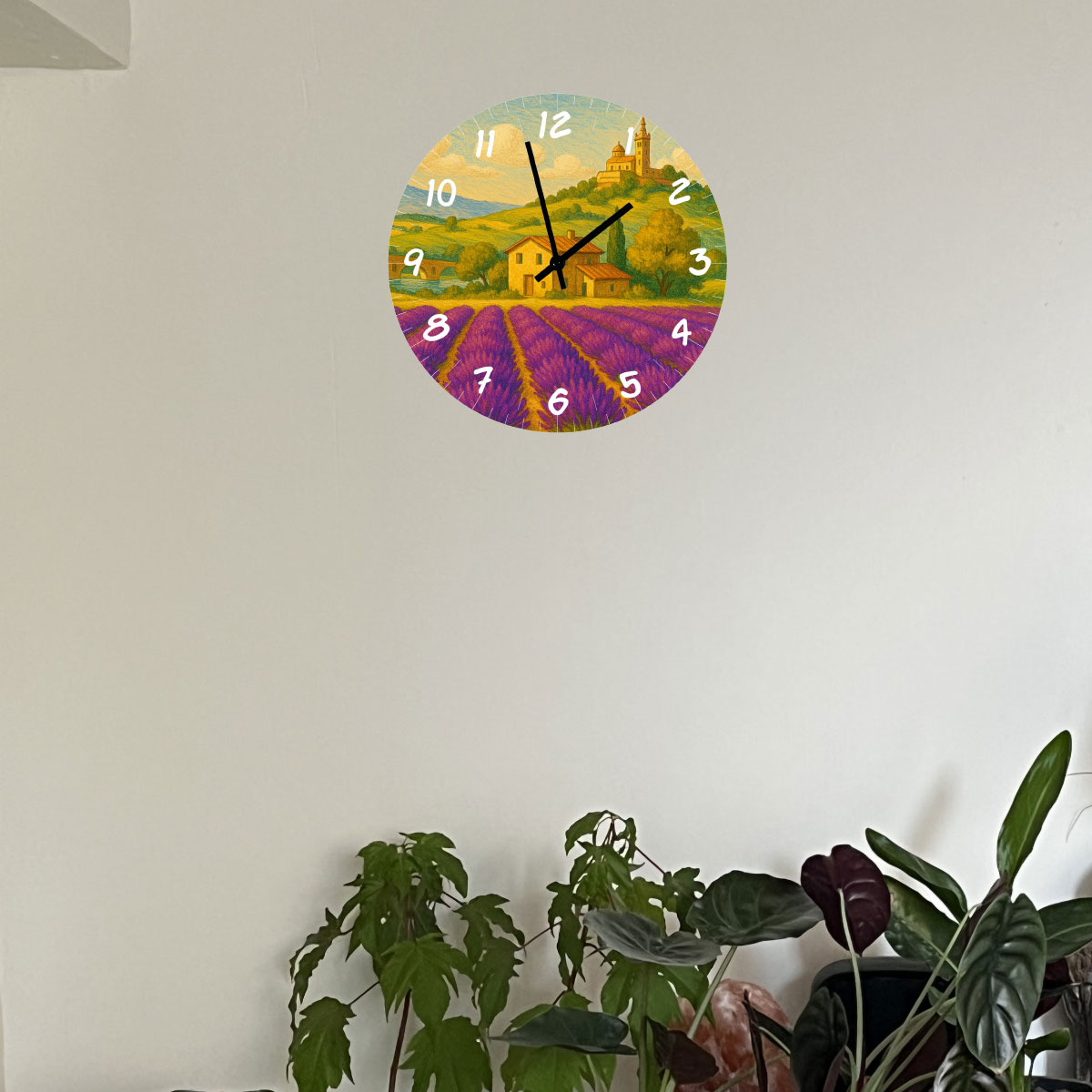 Horloge lavande de provence en verre