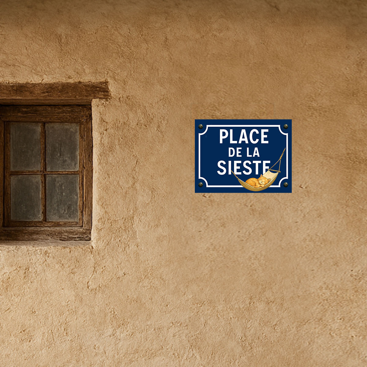 Plaque m�tal place de la sieste � chat