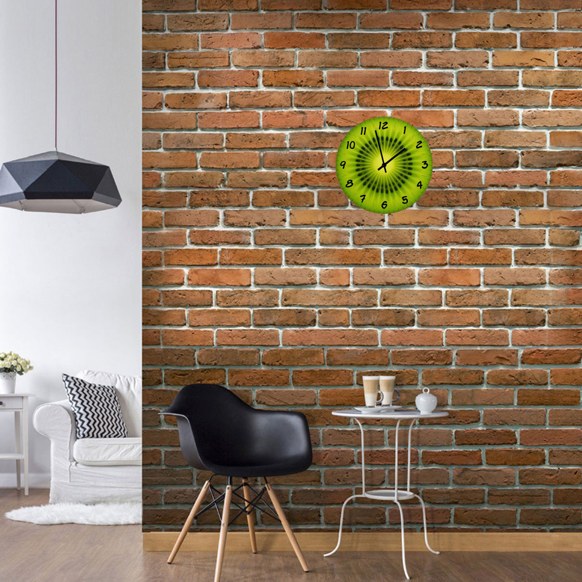 Horloge Ronde en Verre Kiwi  29 cm