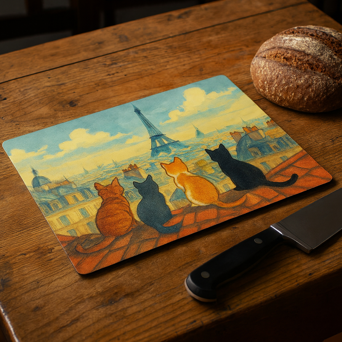 Planche  dcouper en verre Chats de Paris
