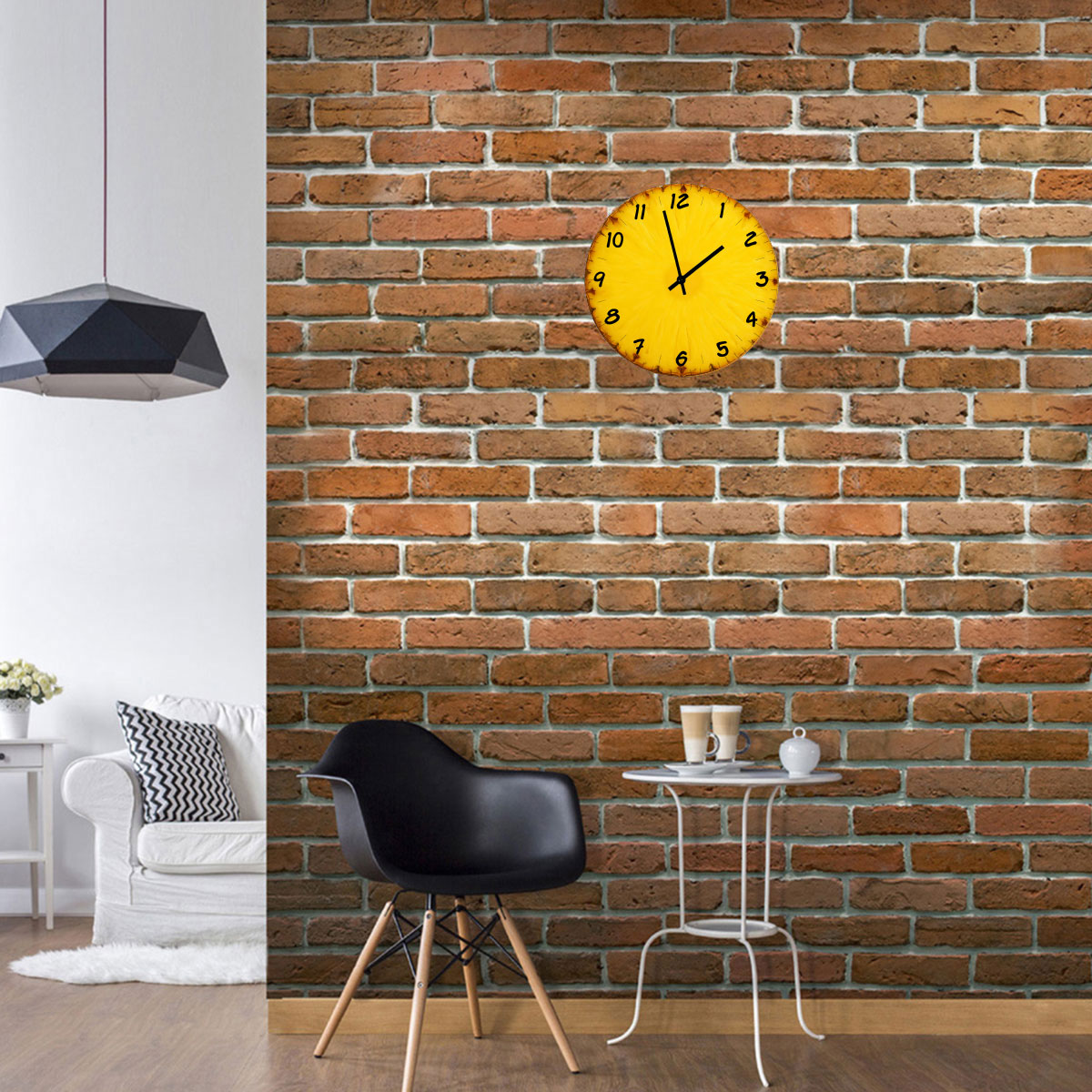 Horloge Ronde en Verre Ananas  29 cm