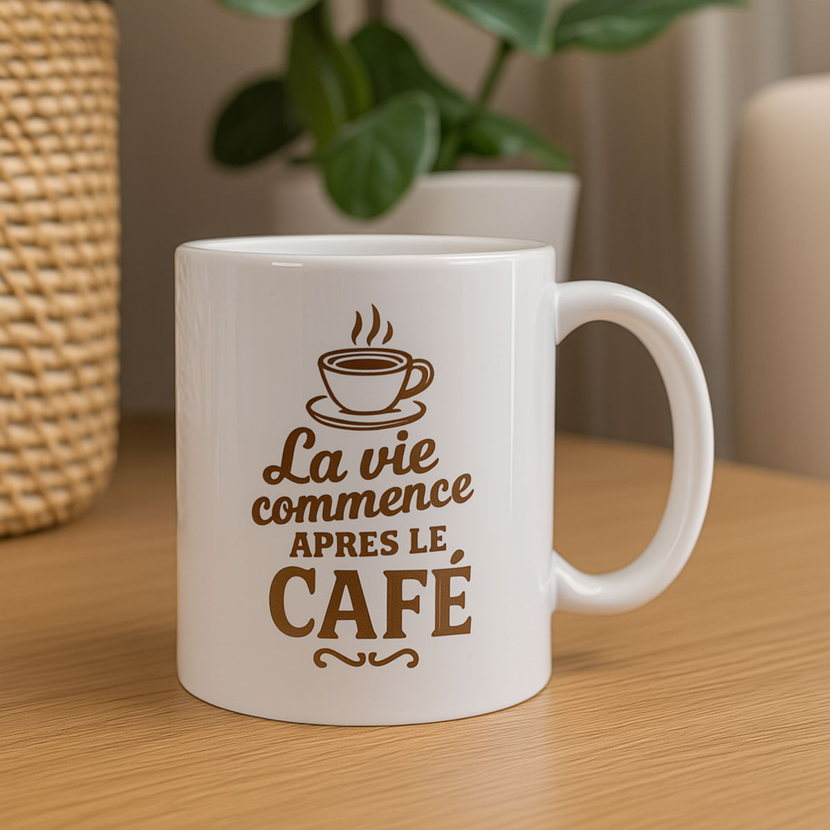 Mug en cramique La vie commence aprs le caf  350 ml