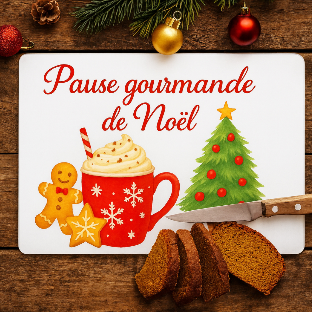 Planche  dcouper en verre  Pause gourmande de Nol