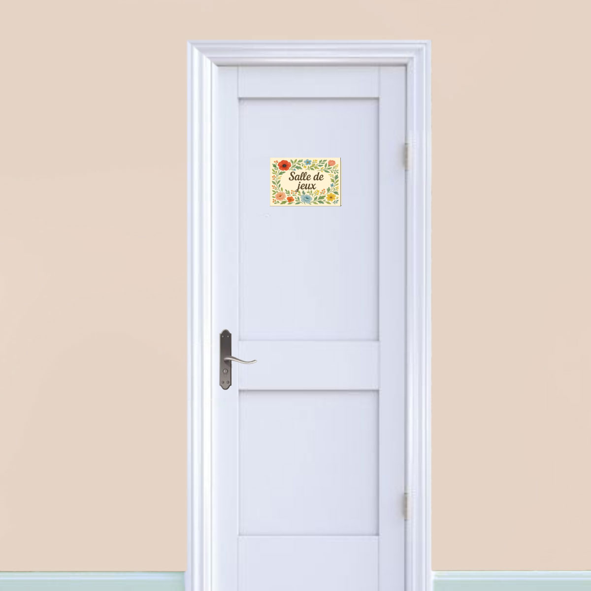 Plaque de Porte Florale en Mtal  Salle de jeux