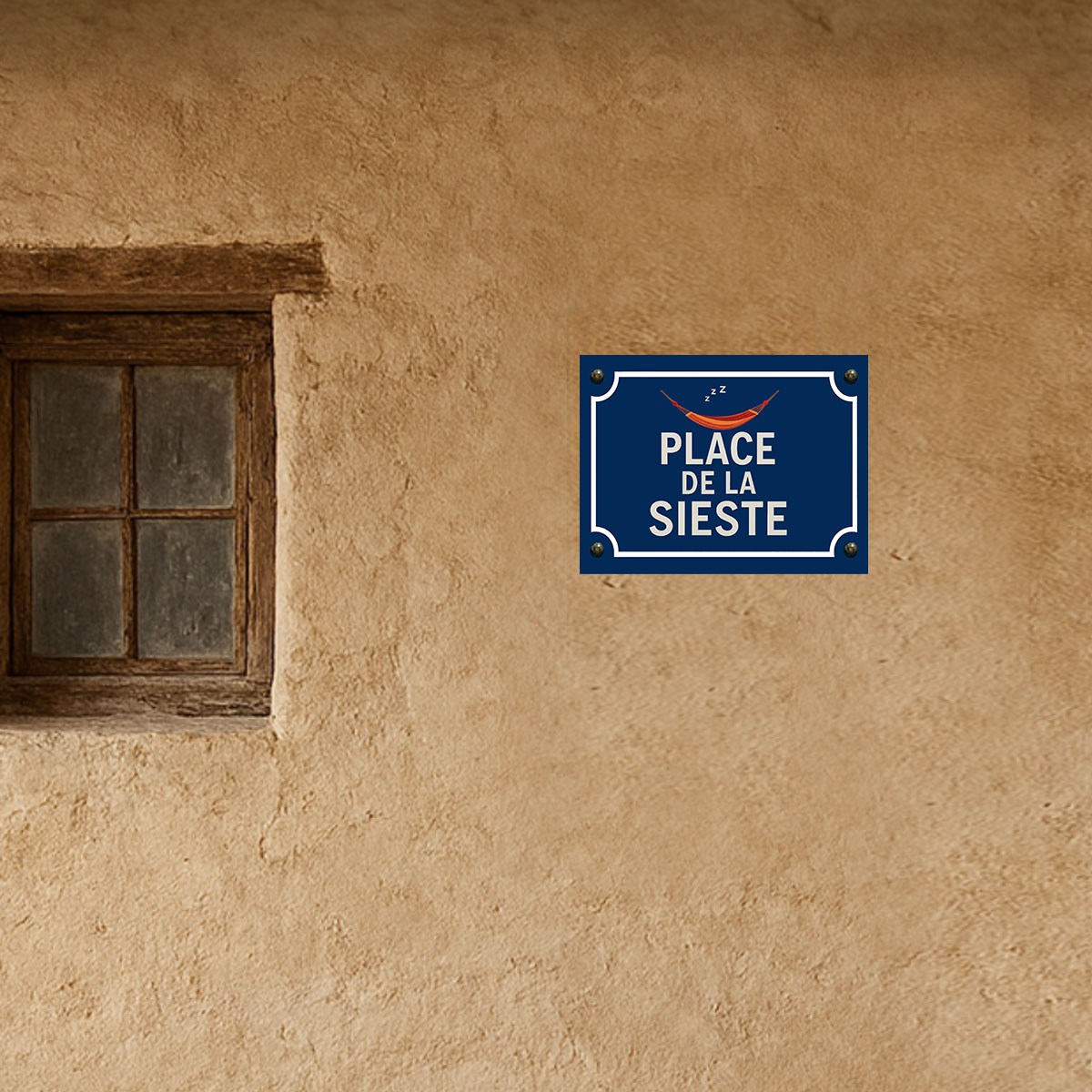 Plaque m�tal place de la sieste � Hamac