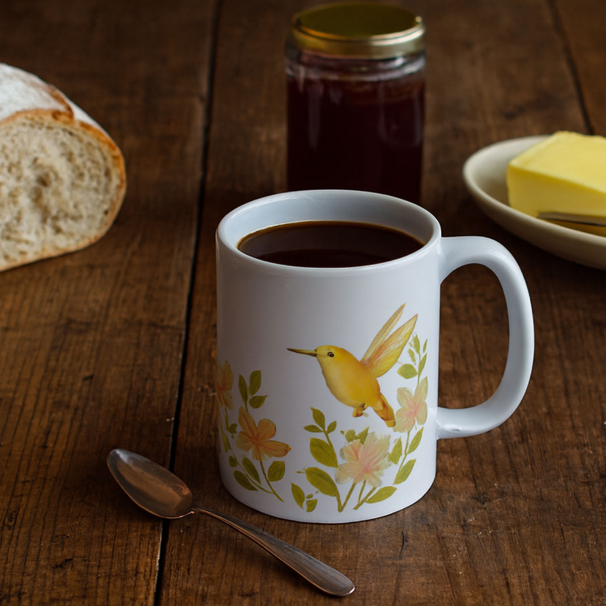 Mug en c�ramique � Colibri & fleurs