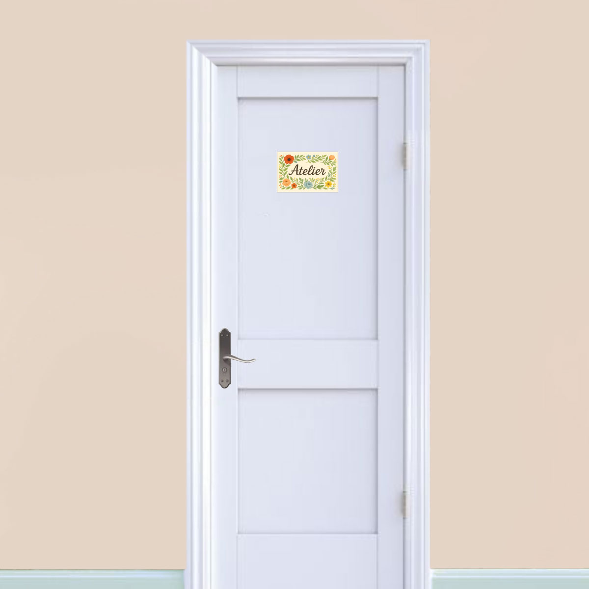 Plaque de Porte florale en Mtal  Atelier