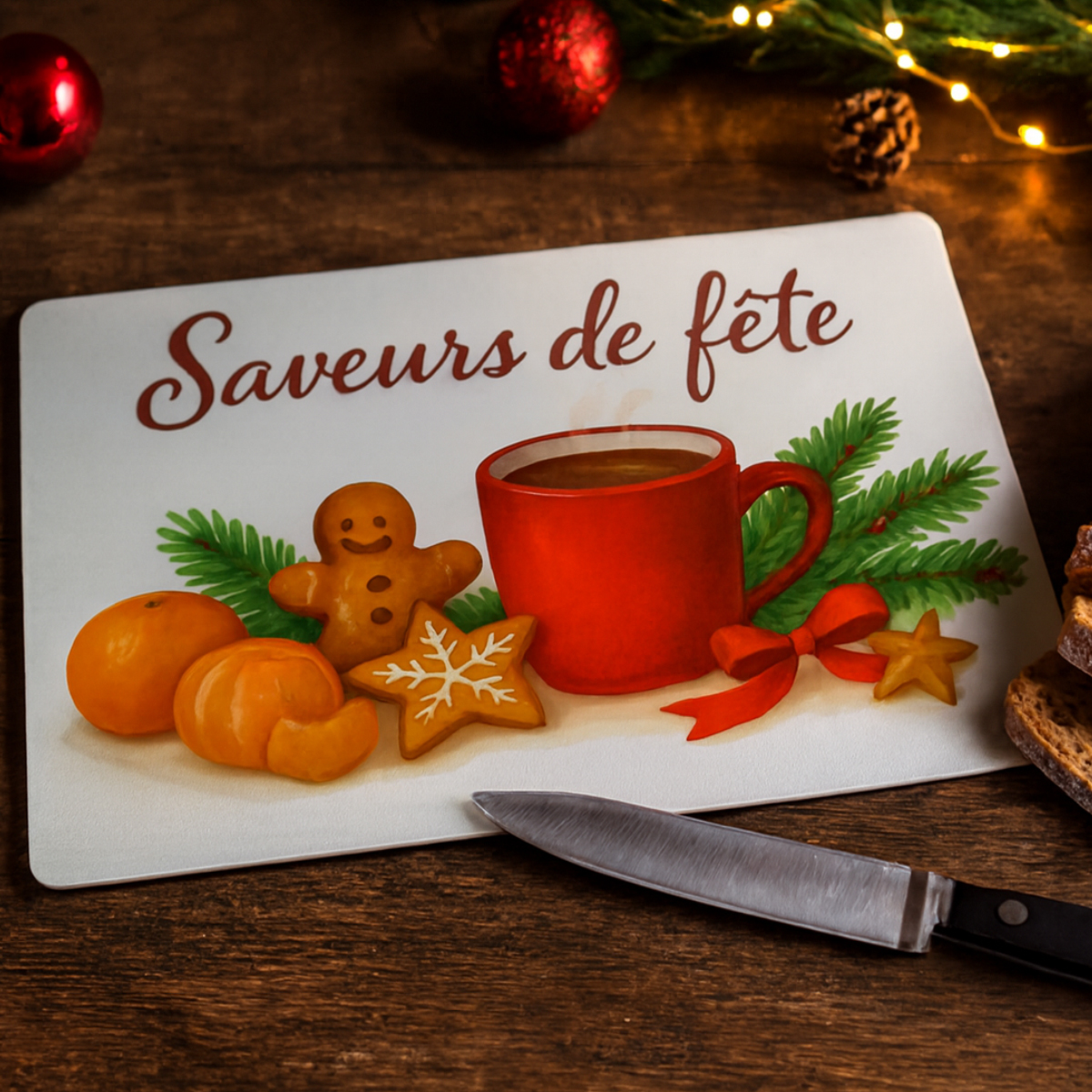 Planche  dcouper en verre  Saveurs de fte