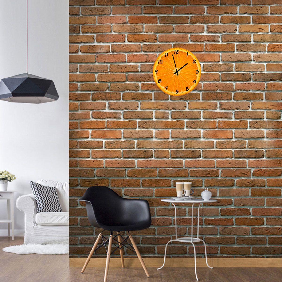 Horloge Ronde en Verre Orange 29 cm