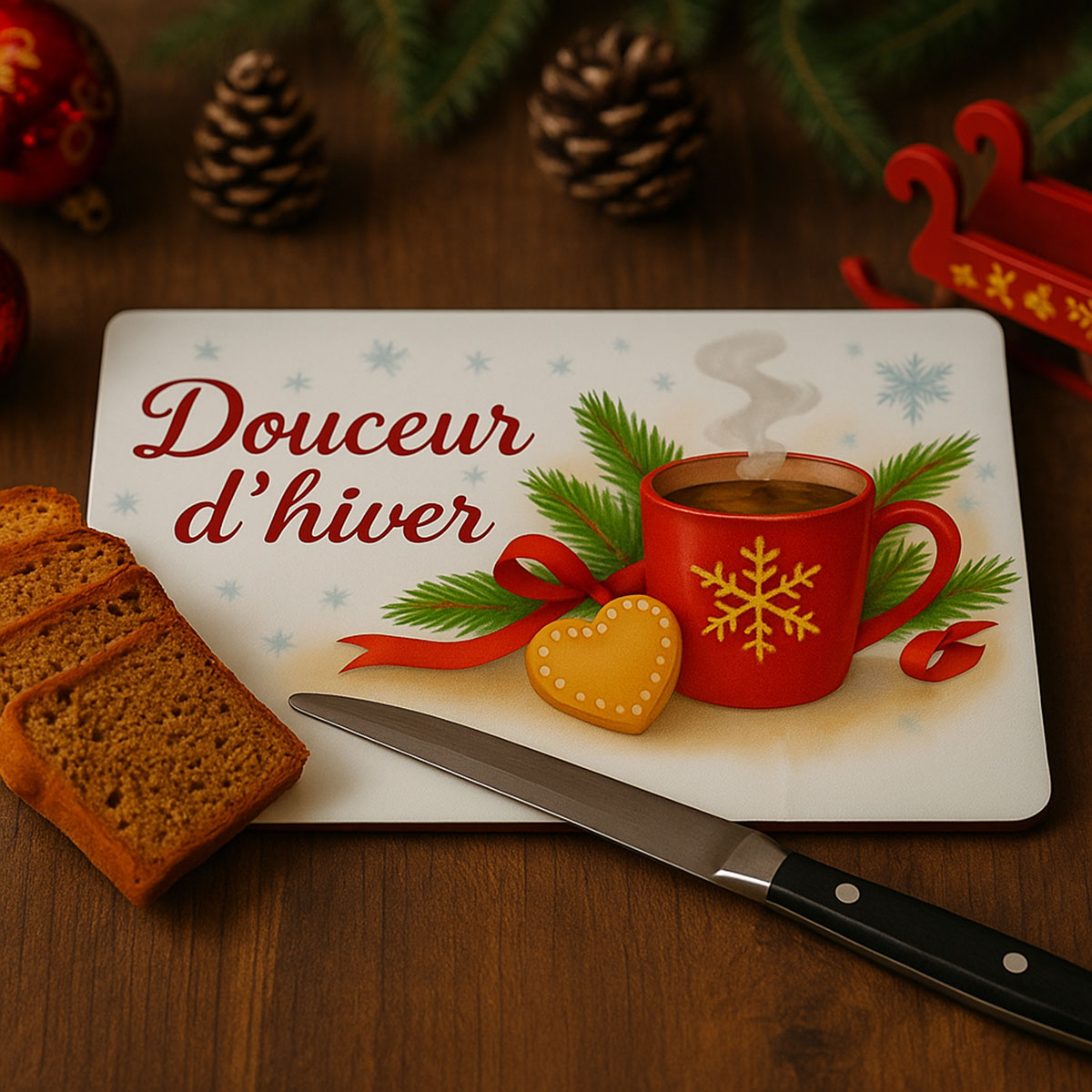 Planche  dcouper en verre  Douceur dhiver