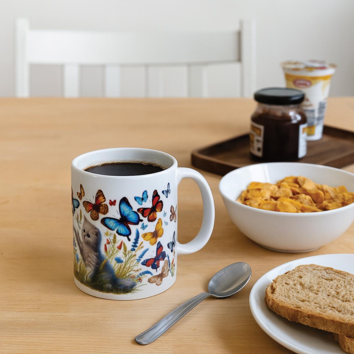 Mug en cramique Chat et Papillons  CBKration
