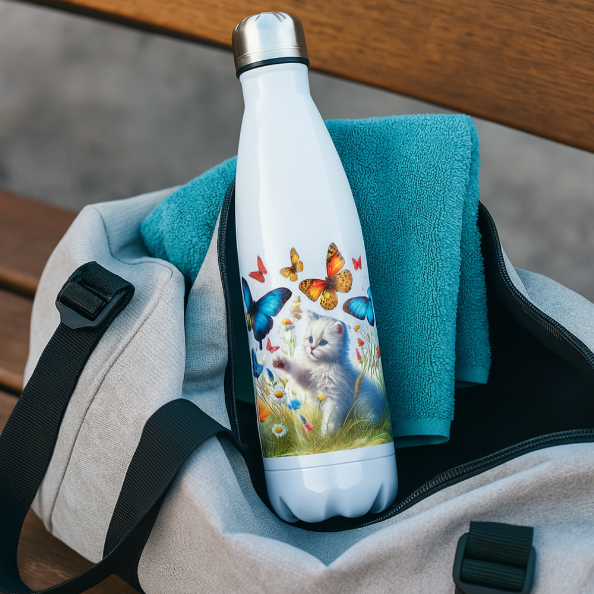 Bouteille isotherme chat et papillons  CBKration 500 ml